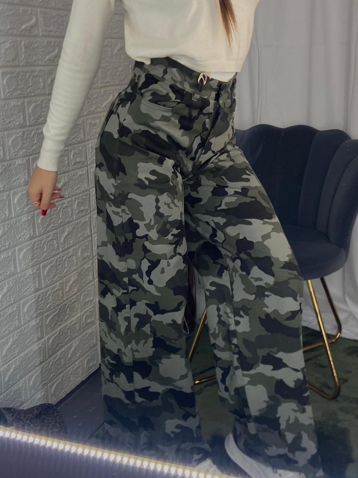 PANTALONI VITA ALTA CAMOUFLAGE