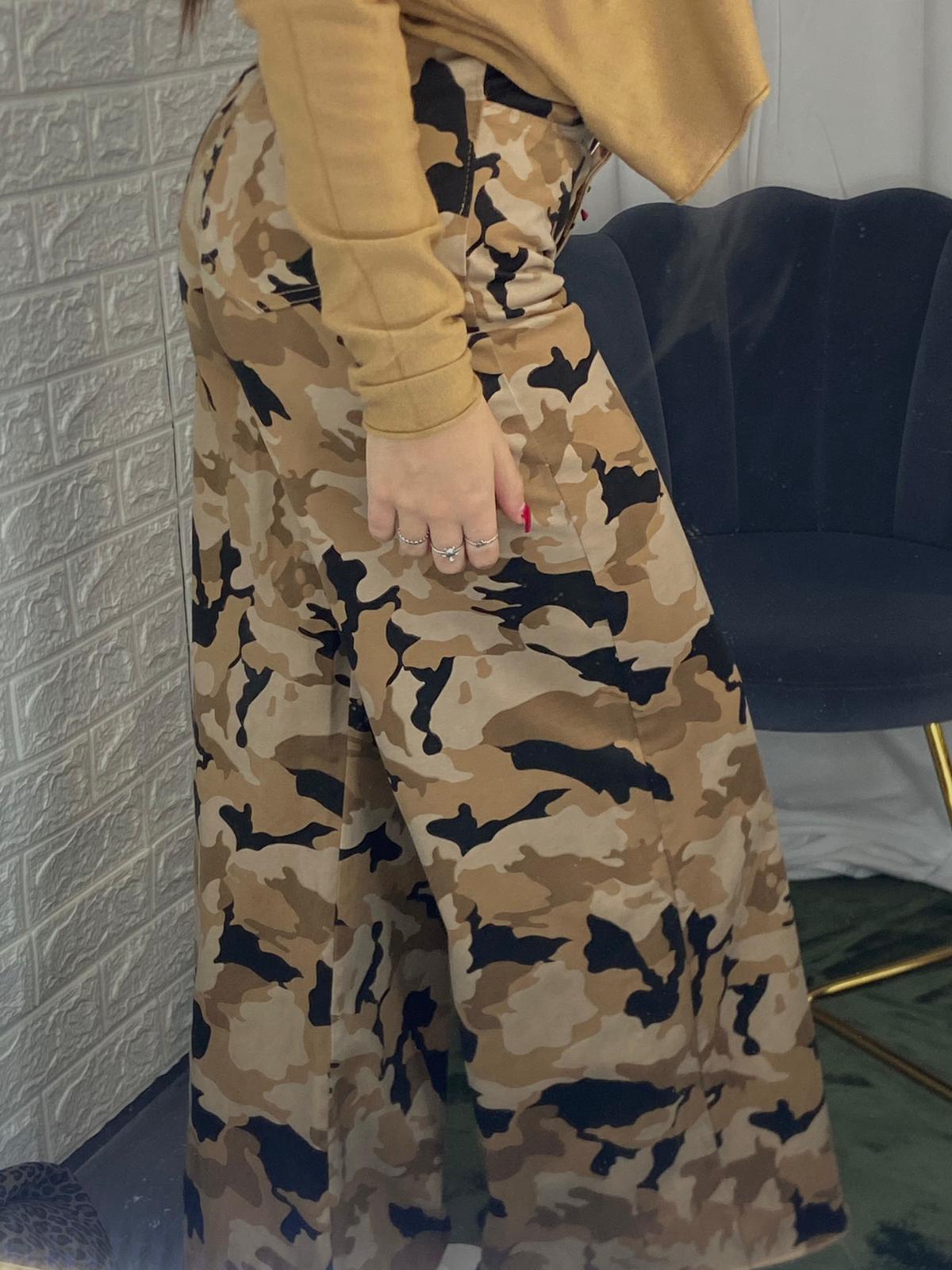 PANTALONI VITA ALTA CAMOUFLAGE