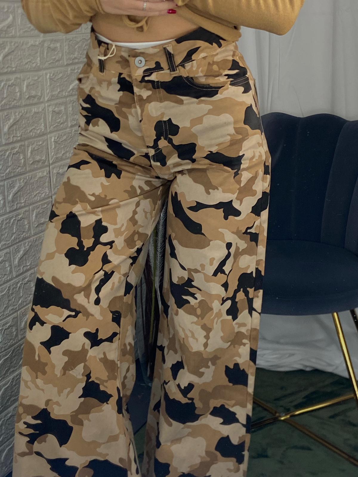 PANTALONI VITA ALTA CAMOUFLAGE