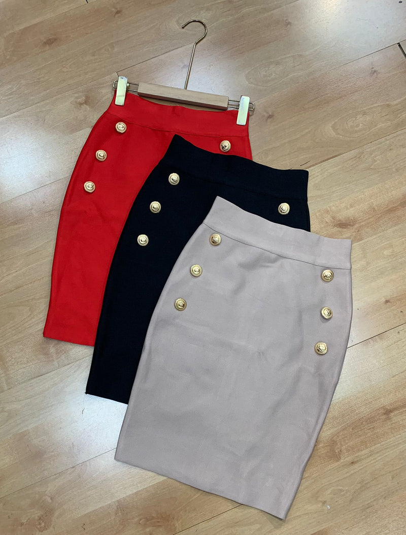 SKIRT WITH GOLD BUTTONS